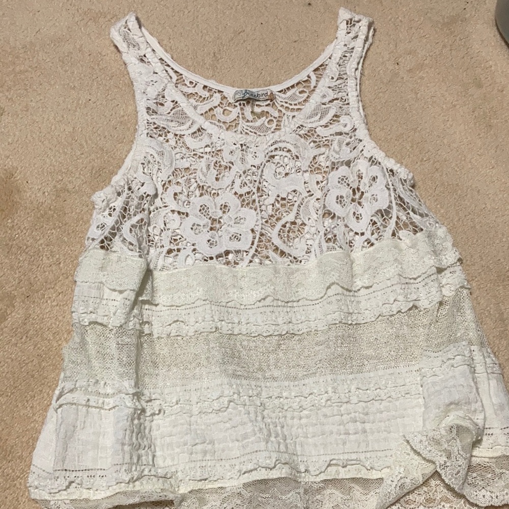 White lace tank top Freebird size small